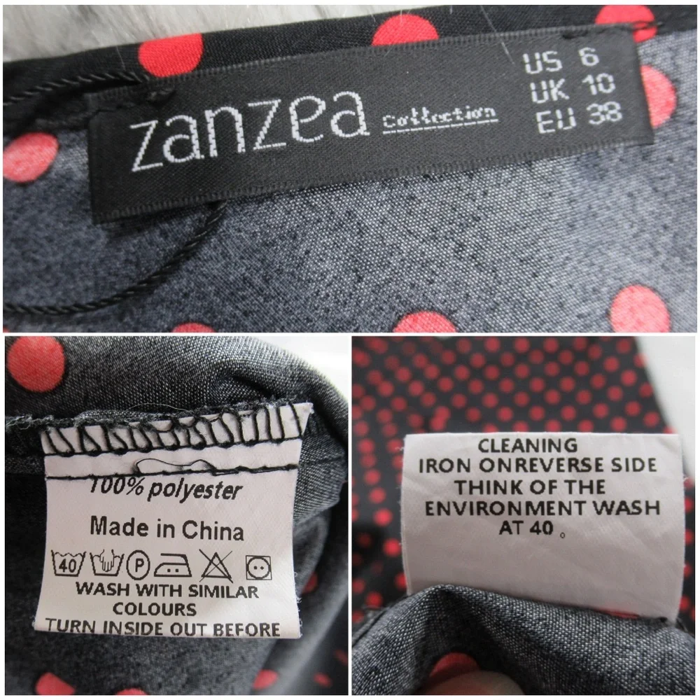 Zanzea Black Red Polkadot Boho Maxi Dresses Women's Size 6 Oversized/Relaxed Fit - Picture 11 of 11